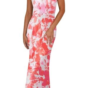 Vibrant Coral Floral Maxi Dress
